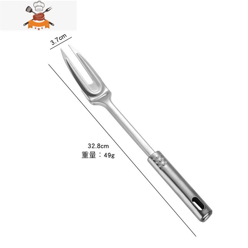 实木厨具304不锈钢锅铲套装全套家用铲子炒菜勺子汤勺漏勺煎铲子 敬平 九珠肉叉(410材质)图片