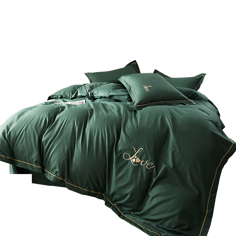 美帮汇简约色北欧床上四件套1.8m被单双人床被罩刺绣床单单人宿舍高清大图