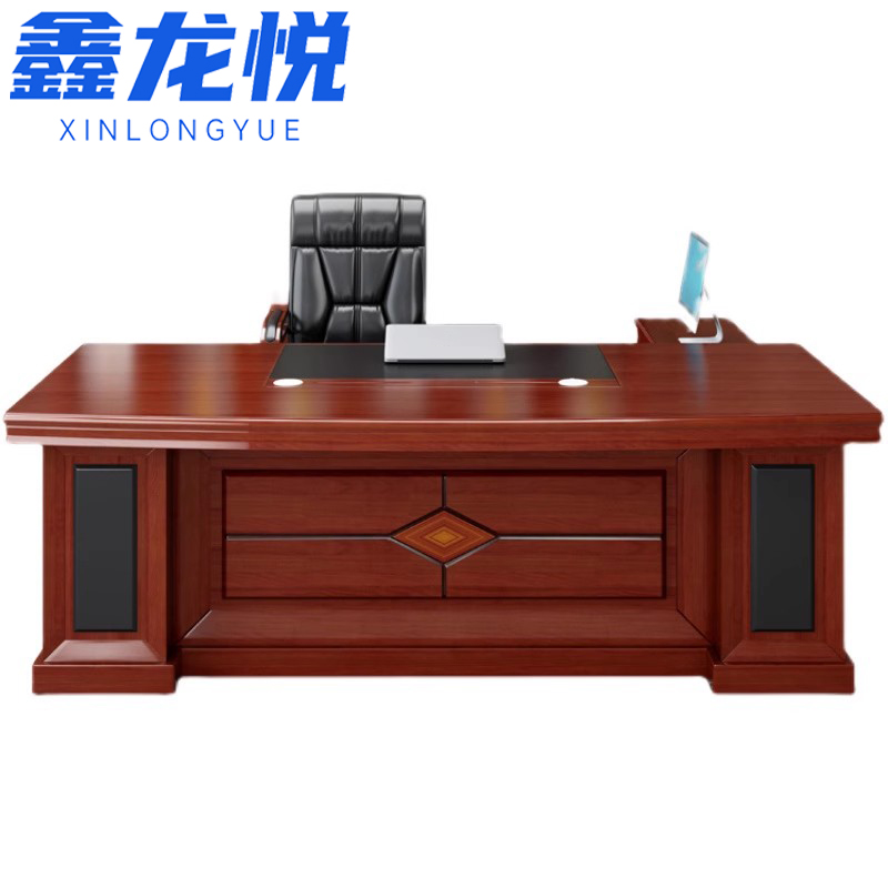 鑫龙悦经理桌2.4米+双柜张高清大图