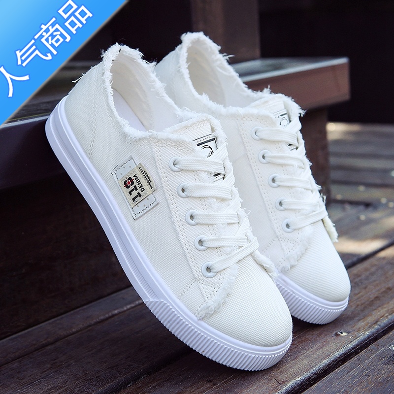 SUNTEK小白鞋子女学生百搭2023年夏季新款ins潮韩版平底低帮帆布鞋高清大图