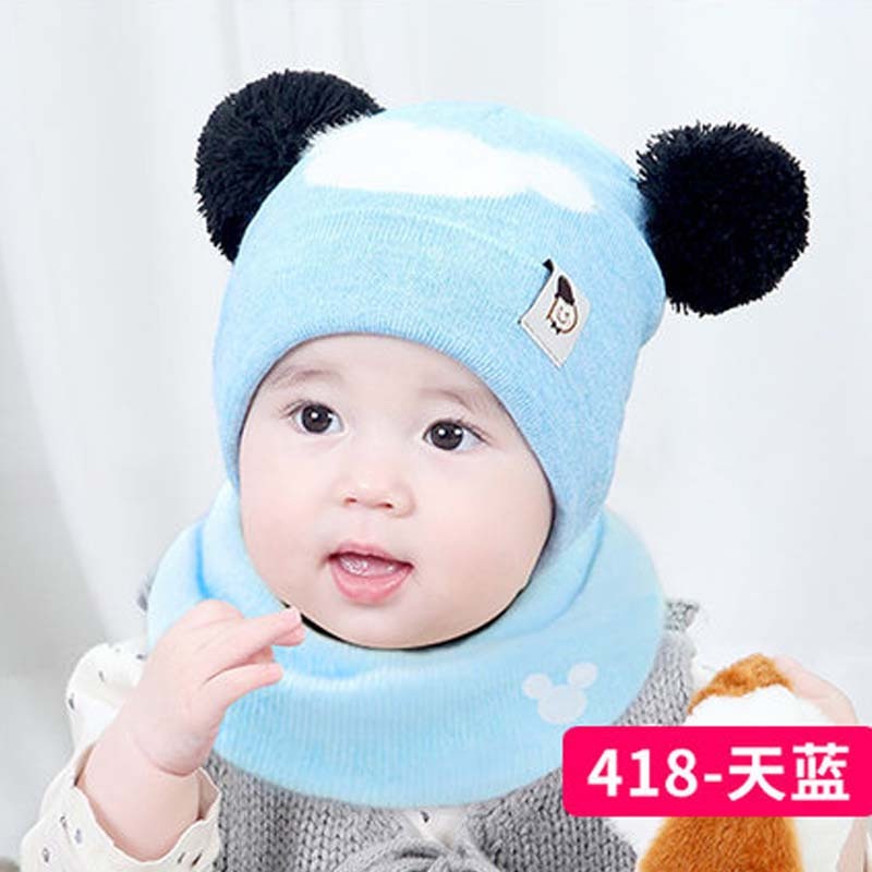 婴儿帽子秋冬0-1岁男女宝宝毛线帽新生儿帽婴幼儿童帽围巾潮通用简约小清新婴童帽子