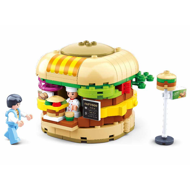 风味街景积木儿童拼装汉堡蛋糕玩具6-12岁男孩女孩创意生日礼物新年礼品高清大图