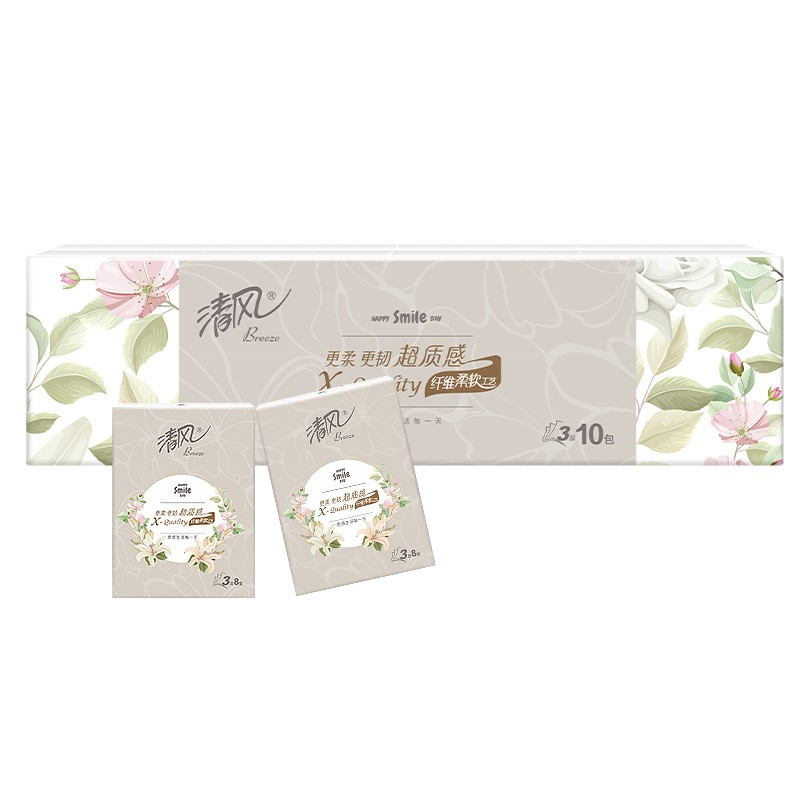 [AH]清风超质感手帕纸超质感系列3层8张10包小巧便携卫生纸餐巾纸高清大图