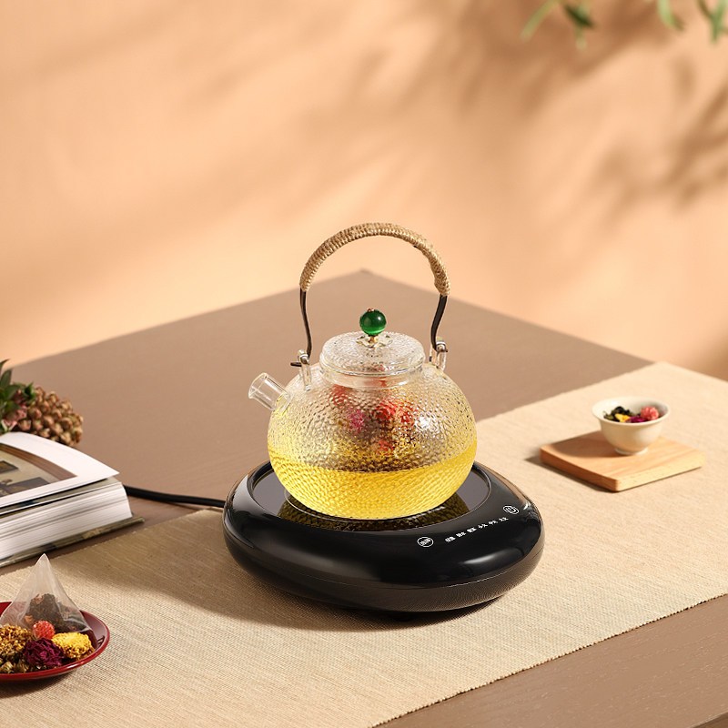 小型电陶炉煮茶家用迷你小电磁炉全自动煮茶器烧水泡茶壶茶炉|M-W2黑色(升级版)+玻璃D款(煮茶胆)