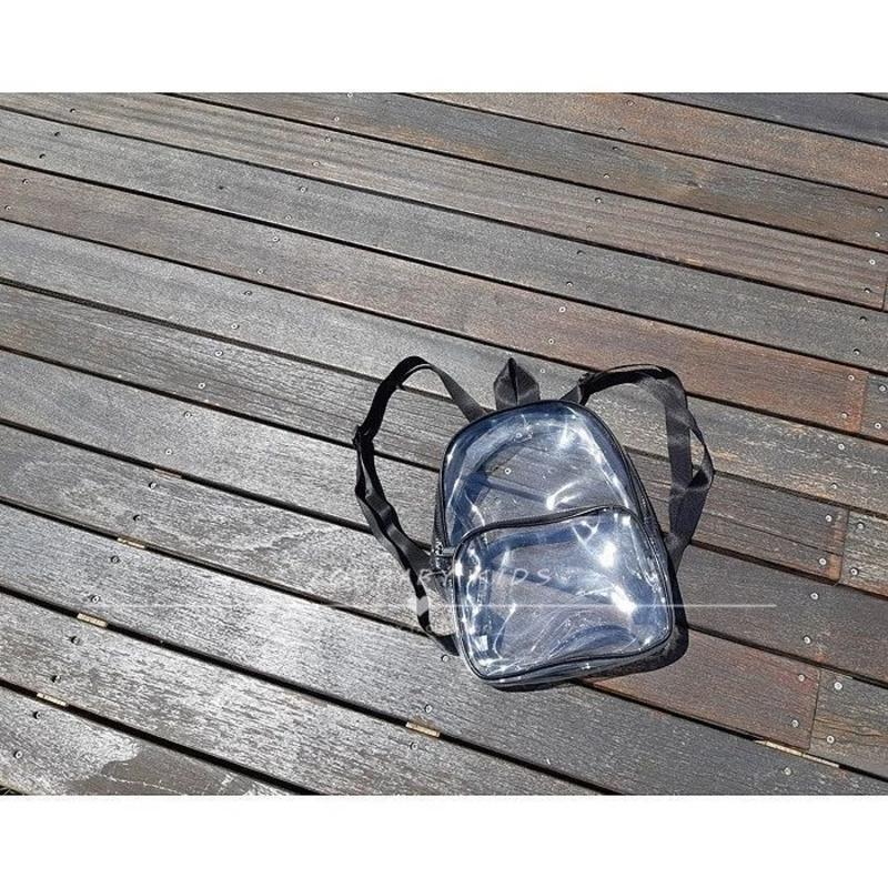 新款男女潮日韩糖果色透明包水晶包果冻包双肩包透明背包包黑色