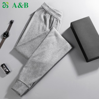 A&Bab内衣男士秋裤薄款纯棉高腰修身打底保暖棉毛裤