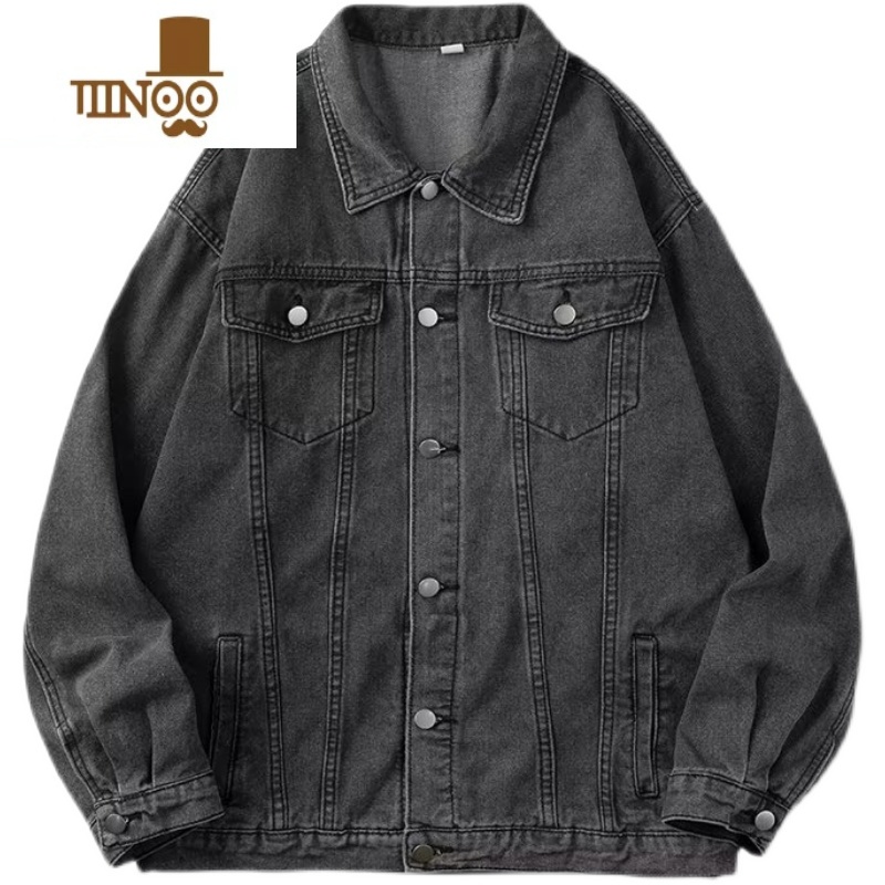 YANXU宽松大码牛仔外套男潮牌港风学生休闲工装夹克百搭男生上衣高清大图