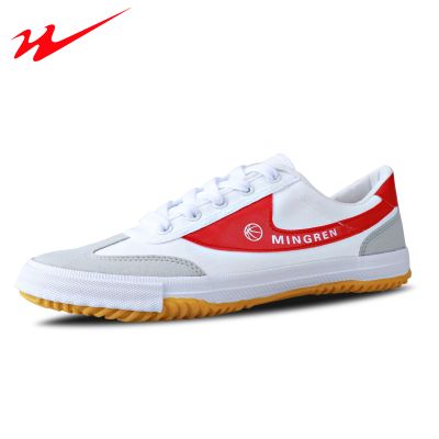 双星神力兰F 橡胶底低帮帆布面篮球训练鞋户外帆布鞋男通用复古版四季运动风 白红 40码