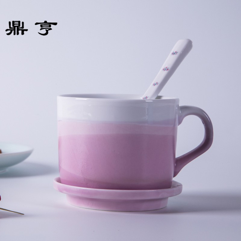 鼎亨景德镇创意陶瓷杯复古马克杯配碟耐高温可定制