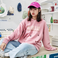 唐狮新款女卫衣外套春装上衣chic港风设计小众国潮圆领白色潮ins_75 L 002款/灰粉