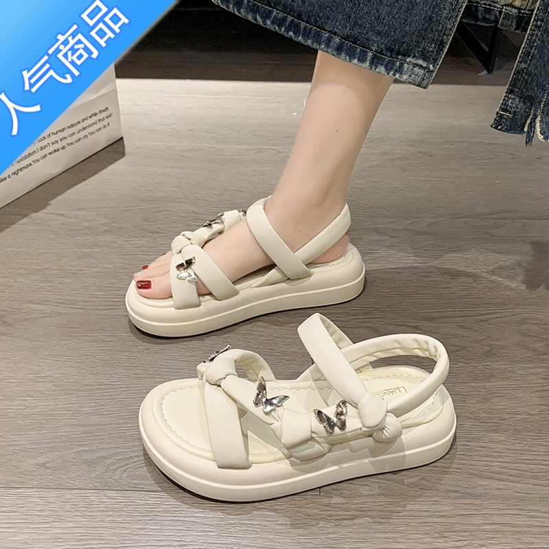 SUNTEK凉鞋女款夏季2023新款百搭时尚沙滩鞋子松糕厚底仙女风罗马鞋高清大图