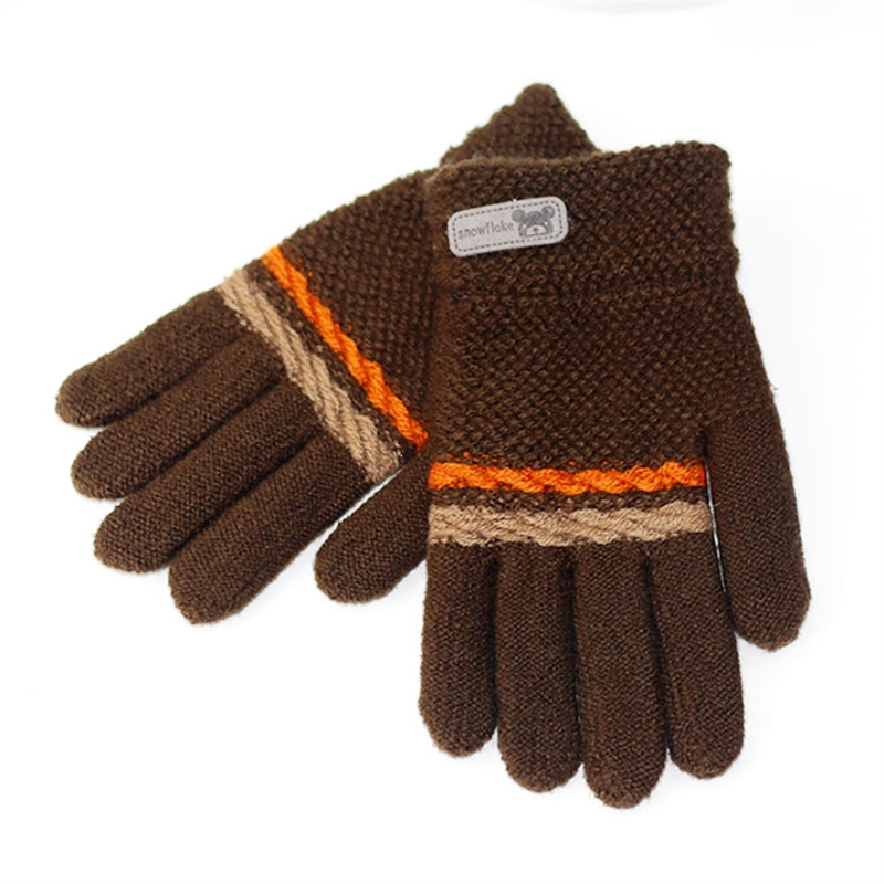 智扣冬季宝宝手套可爱分指写字女童小孩毛线五指保暖小童薄款儿童公主