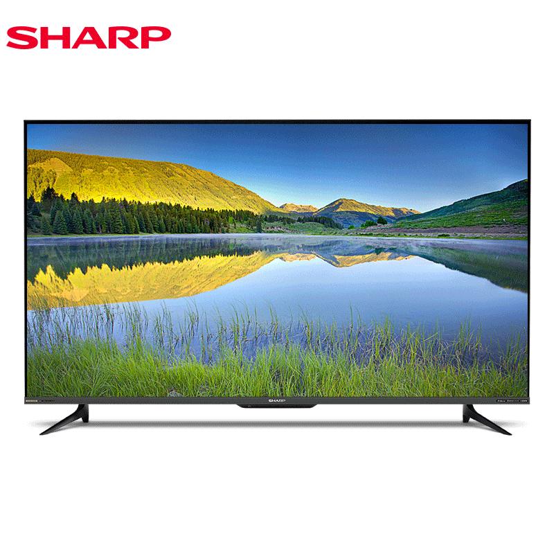 夏普 70D6UA 70英寸超薄4K超高清日本原装面板AI人工智能WIFI平板液晶电视+伸缩挂架+安装配件等 黑色/台