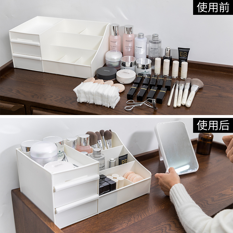 桌面化妆品收纳盒抽屉式塑料梳妆台首饰盒文具桌面收纳口红收纳盒（请先与客服确认再下单）