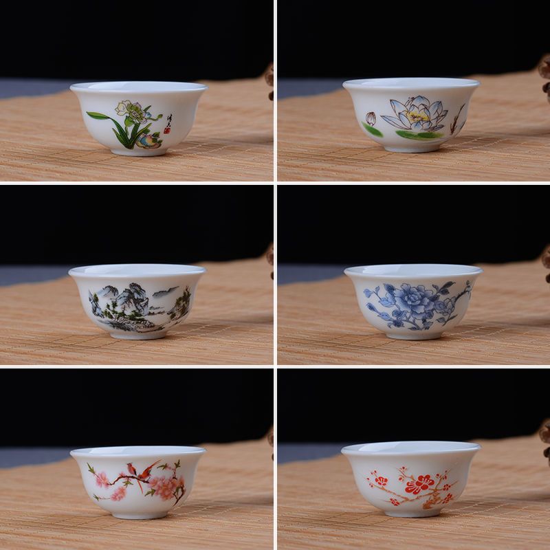 苏宁放心购茶杯陶瓷功夫小茶杯套装家用茶碗品茗杯主人杯 6个装青花茶具