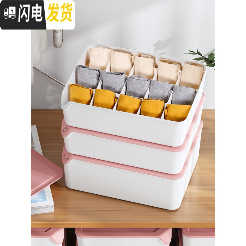 三维工匠内衣收纳盒塑料抽屉式家用分格装放文胸内裤袜子有盖整理箱三合一高清大图