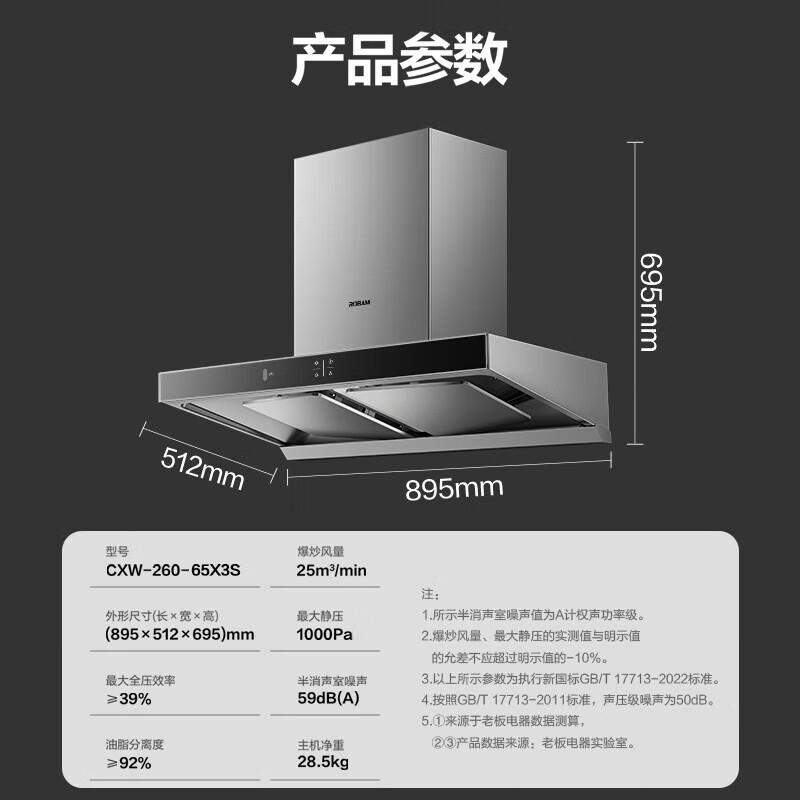 老板(ROBAM)烟灶套餐 25m³欧式变频油烟机防干烧灶具套装 烟机燃气灶65X3S+51B0A天然气)