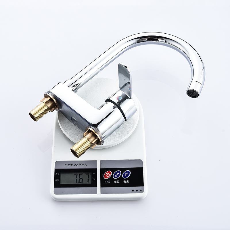 蔚珺铜韩板二联面盆大弯冷热水龙头通用型个高清大图