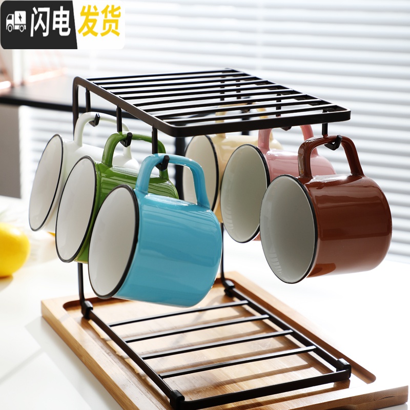 三维工匠陶瓷水杯家用客厅托盘简约小清新咖啡早餐牛奶杯子创意马克杯套装高清大图