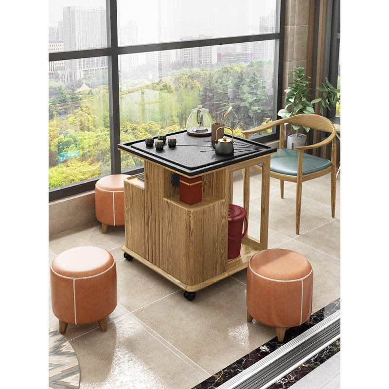 阳台实木小茶台桌椅组合客厅家用功夫茶几多功能移动小户型北欧