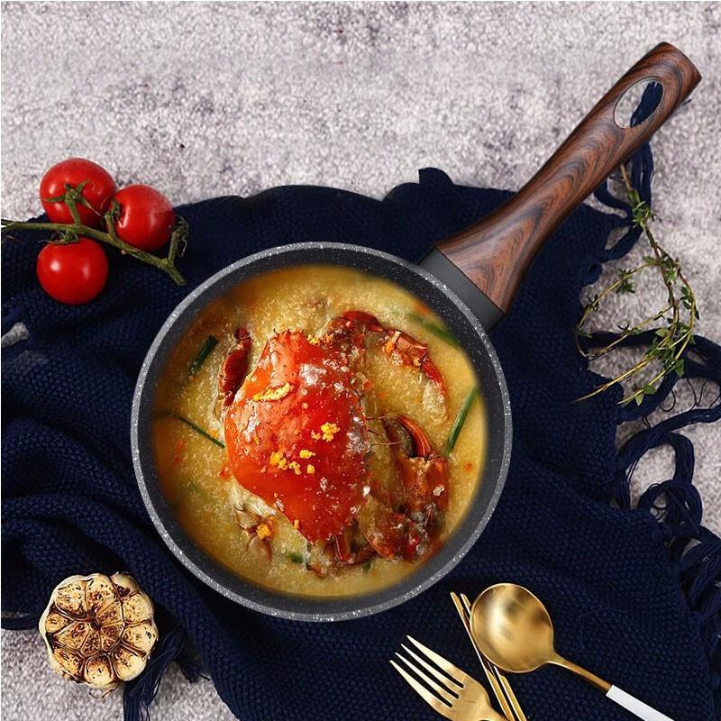 乐扣乐扣 炖奶锅婴儿辅食锅不粘锅宝宝煮面锅麦饭石色小奶锅单柄锅 儿童锅具 18cm(1.6L)
