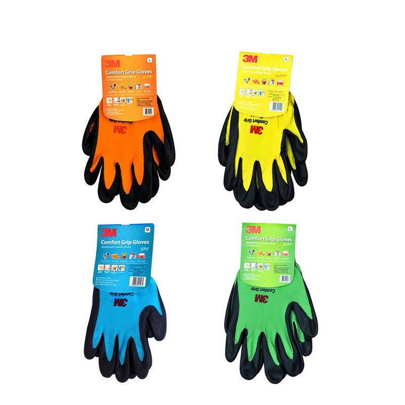 透气舒适型3m防滑耐磨手套丁腈涂掌浸胶工业工作劳保保护手套灰色常规
