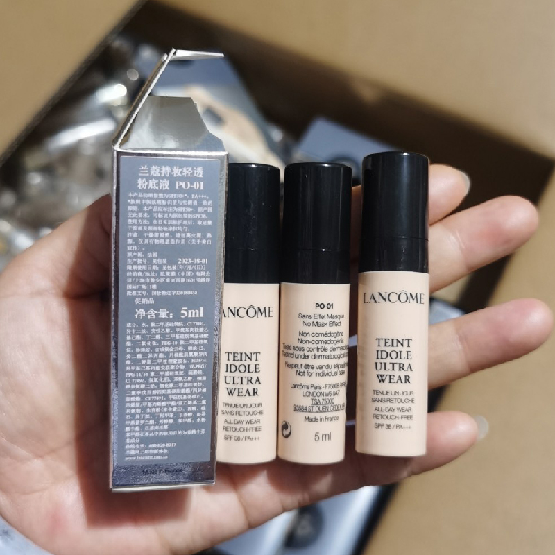 兰蔻LANCOME持妆轻透粉底液5ml*3按压式中小样 PO-01象牙白