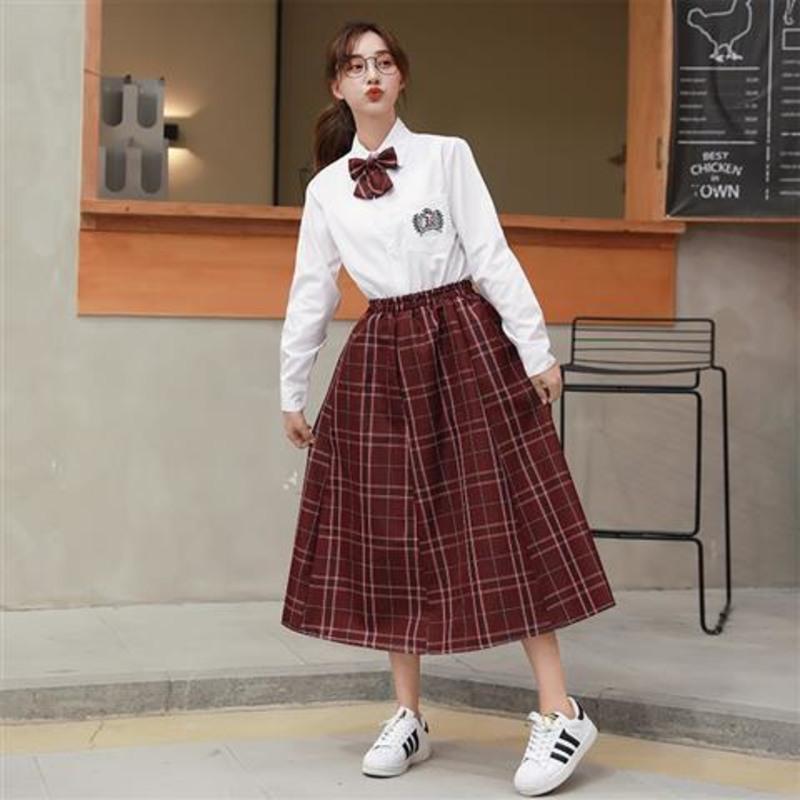 开学季班服秋夏套装学院风长裙韩版ins初高中生英伦校服衬衫合唱女白