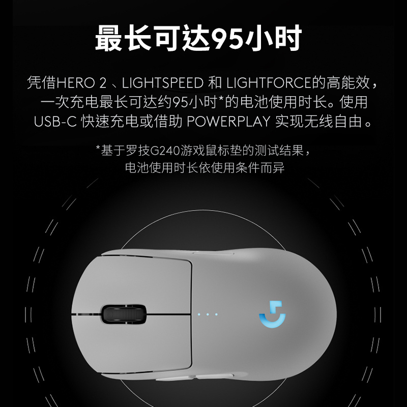 罗技(Logitech)罗技PRO 2 LIGHTSPEED朱雀无线电竞游戏鼠标狗屁王四代 黑色高清大图
