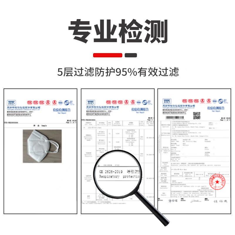 鸣固 N95口罩 一次性防护用品 五层过滤防尘防飞沫颗粒物 独立包装白色 25片/盒图片
