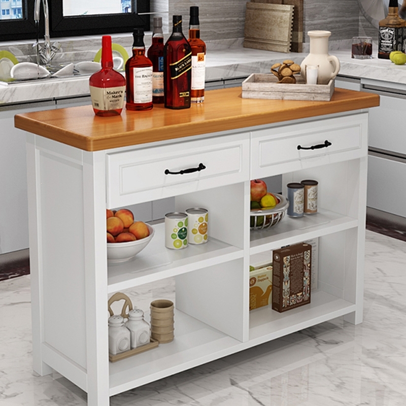 厨房桌子切菜桌实木置物架多功能藤印象简易吧台料理台家用操作台切菜