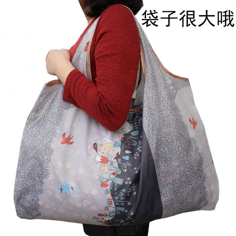 家柏饰(CORATED)折叠便携大容量单肩女购物袋袋加厚防水尼龙买菜袋无纺布袋高清大图