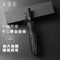 天堂伞 38018E 全自动雨伞 超大加固男女大号双人防风学生晴雨伞遮阳伞广告伞 黑胶升级12骨（把）