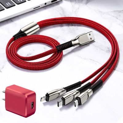 超级5a真快充一拖三数据线适用oppo华为vivo小米苹果手机充电器头中国