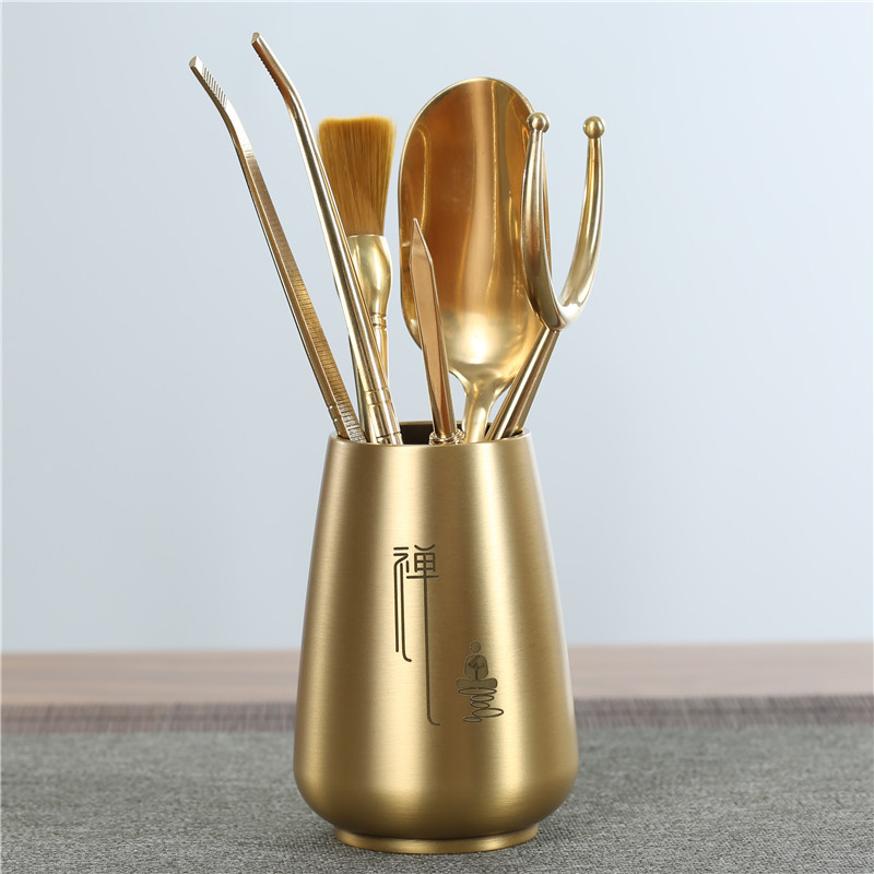 铜制茶夹6君子茶镊子泡茶工具茶杯夹喝茶功夫茶具配件茶道六君子铜制