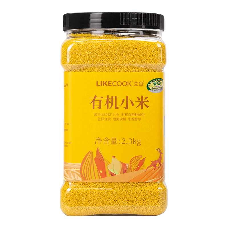艾谷有机小米2.3kg东北新米杂粮粥五谷特产粗粮粥料可做米糊大罐装
