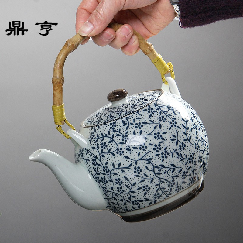 鼎亨耐高温陶瓷大茶壶1000毫升陶瓷泡茶壶带过滤壶青花瓷茶壶