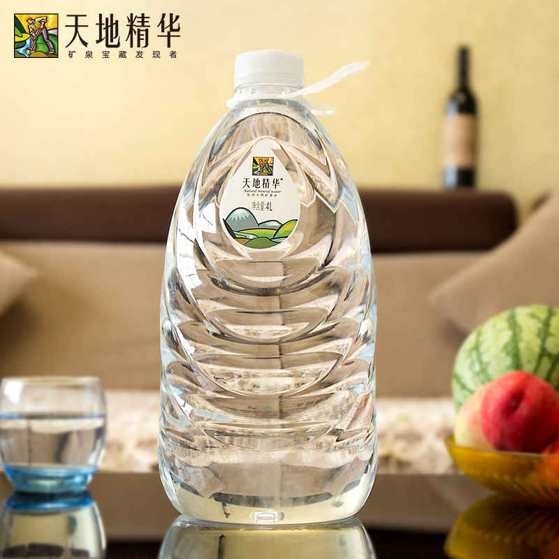 天地精华 天然矿泉水4L*4整箱装 天然弱碱性饮用水 家庭办公室用水 非纯净水 大桶装水