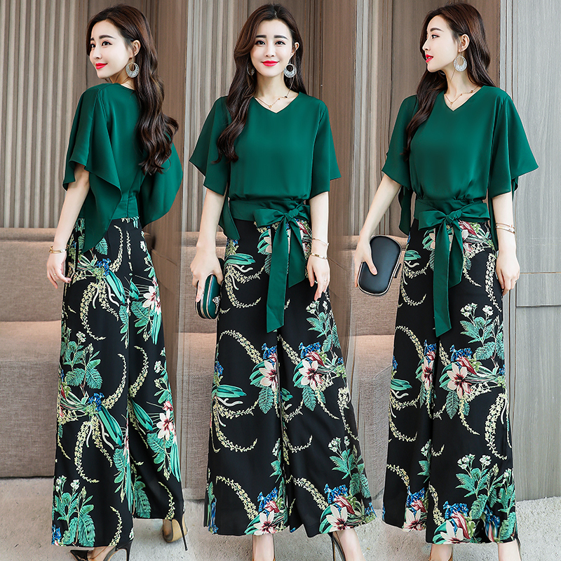 女士夏装新品时髦女装女神范洋气阔腿裤套装时尚两件套垂感裤裙潮