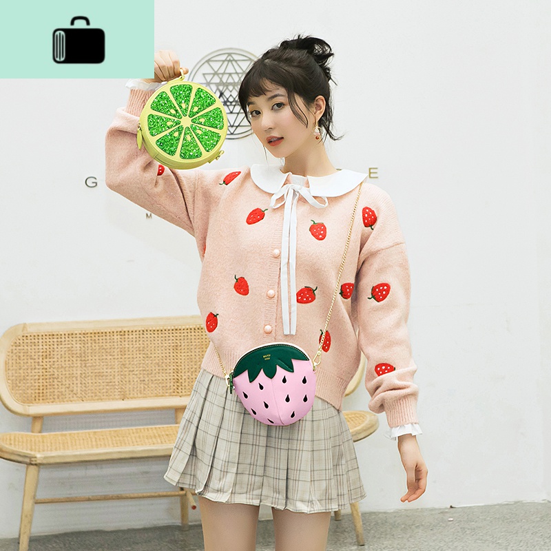 上新小包包女2020新款秋冬可爱水果零钱包单肩斜挎链条迷你包NEW LAKE高清大图