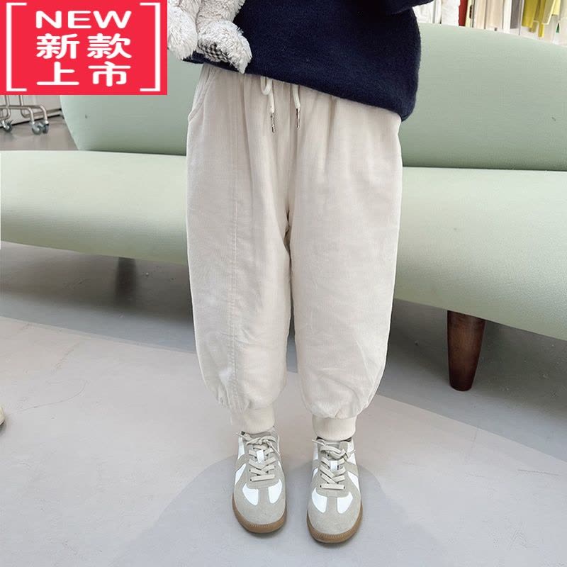 可莉允女童灯芯绒裤2022冬季新款儿加厚保暖长裤宝宝束脚休闲裤保暖裤图片