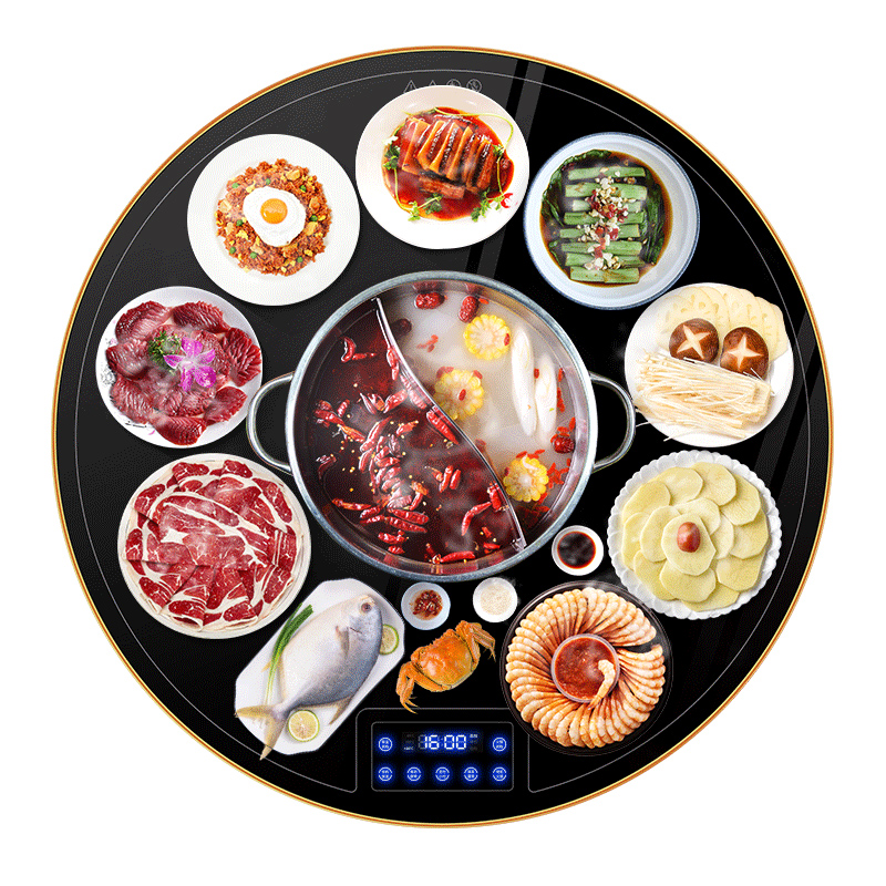 暖菜板带火锅家用多功能加热饭菜保温板餐桌圆形转盘电陶炉高清大图