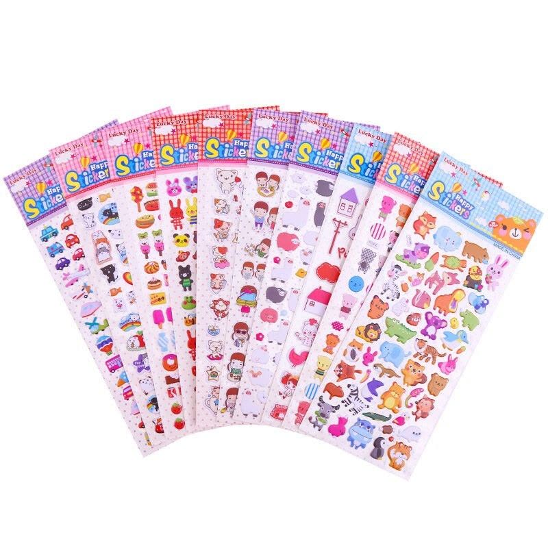 儿童韩版可爱卡通贴画幼儿园男女孩泡泡贴3D立体小红花奖励贴纸手账日记装饰粘贴玩图片