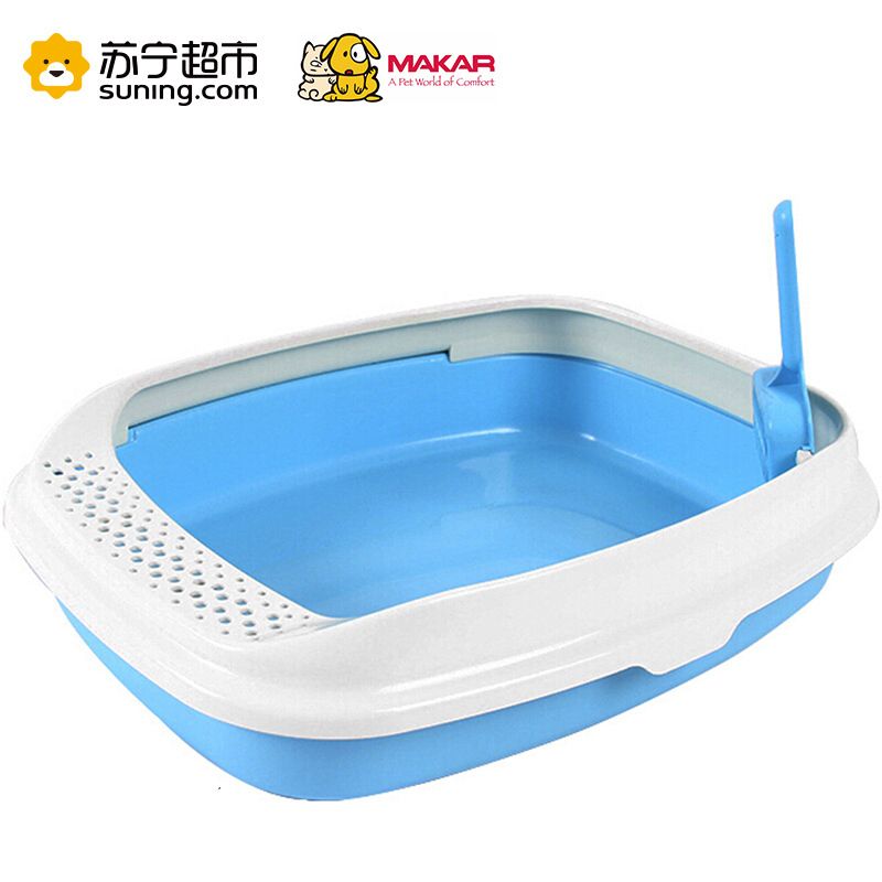美卡(makar)小号猫砂盆半封闭式漏砂踏板猫厕所幼猫猫屎盆 茶色S