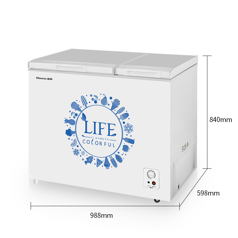 海信(Hisense)BCD-206NU/A 冰柜 家用商用小型卧式冷藏冷冻双温 冷柜(珍珠白)