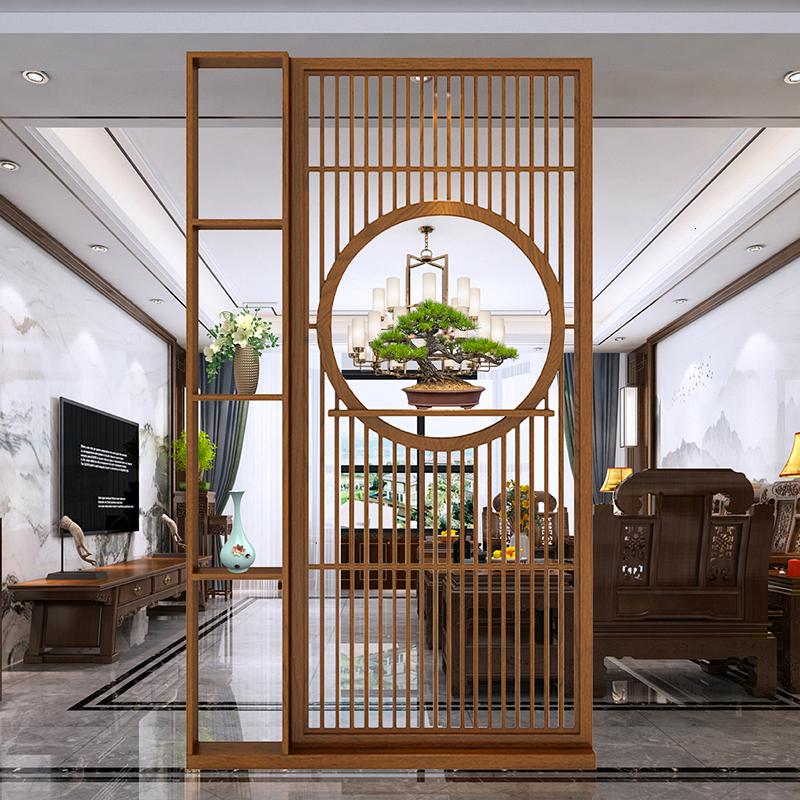 中式实木屏风隔断墙客厅创意玄关置物架办公室内家用定制座屏栅栏 120cm*220cm高*24cm厚高清大图