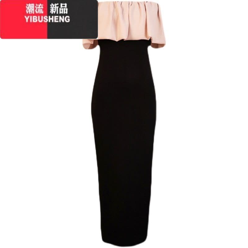 YIBUSHENG法式御姐气质连衣裙女新款性感一字领露肩雪纺抹胸礼服包臀长裙图片