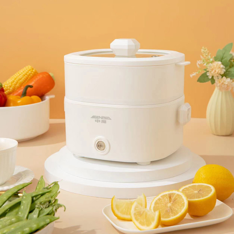 申魔多功能电煮锅煮泡面宿舍小锅学生煎涮小电锅迷你电炒锅多功能电煮锅SC21KD221cm