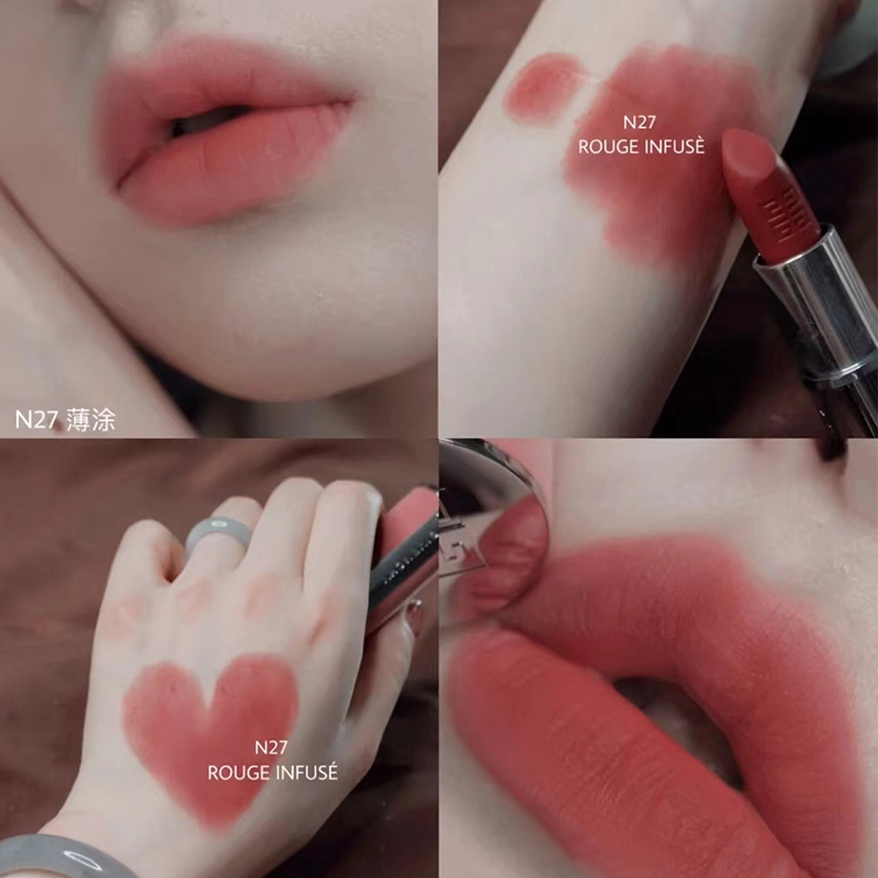 纪梵希(GIVENCHY)高定香榭粉小羊皮 丝绒哑光唇膏口红 N27 3.4g #雪柿桃高清大图