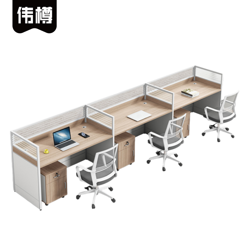 伟樽屏风工位三人位带柜椅360*60*110cm套高清大图